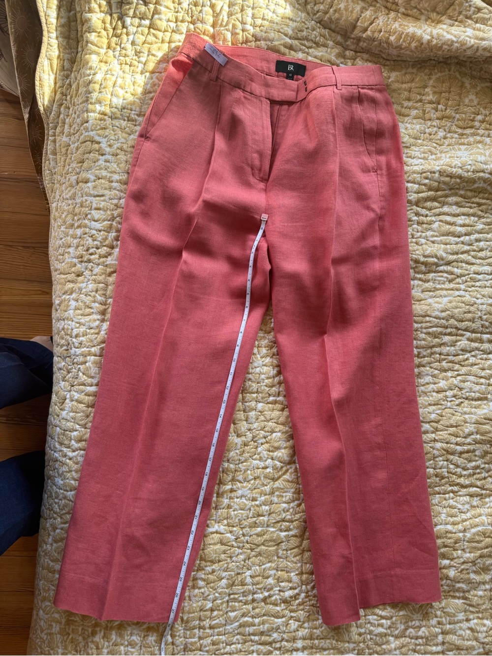 Banana Republic Coral-Pink Linen Blend Trousers